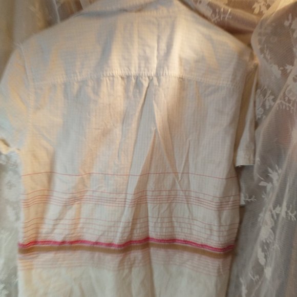 Armani Exchange A/X short sleeve white top red brown embroidery sz small - Picture 2 of 5